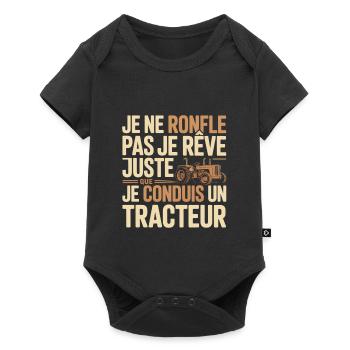 Traktor-Traum, stolzes Fahren - Baby Premium Kurzarmbody - Schwarz - Vorne