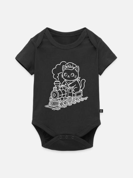 Zugliebhaber Kawaii Katze - Baby Premium Kurzarmbody - Schwarz