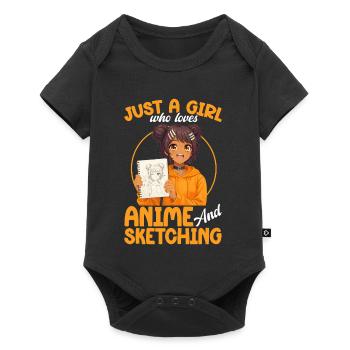 Juste une fille qui adore l’anime et dessine de l’afro - Body à manches courtes Premium Bébé - noir - Devant