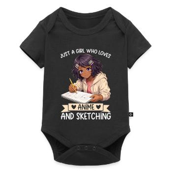 Juste une fille qui adore l’anime et dessine de l’afro - Body à manches courtes Premium Bébé - noir - Devant