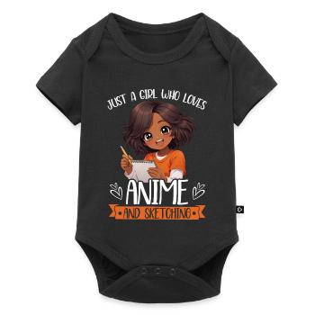 Juste une fille qui adore l’anime et dessine de l’afro - Body à manches courtes Premium Bébé - noir - Devant