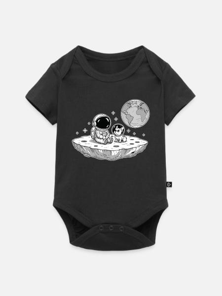 Astronaut Hund Bulldog Space - Baby Premium Kurzarmbody - Schwarz