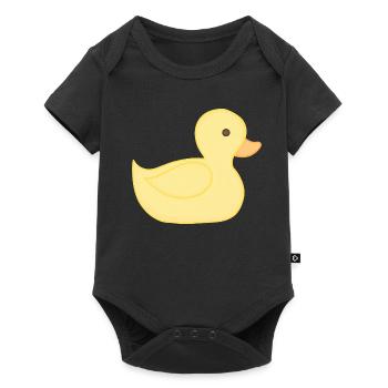 Gelbe Gummiente Cartoon Stil - Baby Premium Kurzarmbody - Schwarz - Vorne