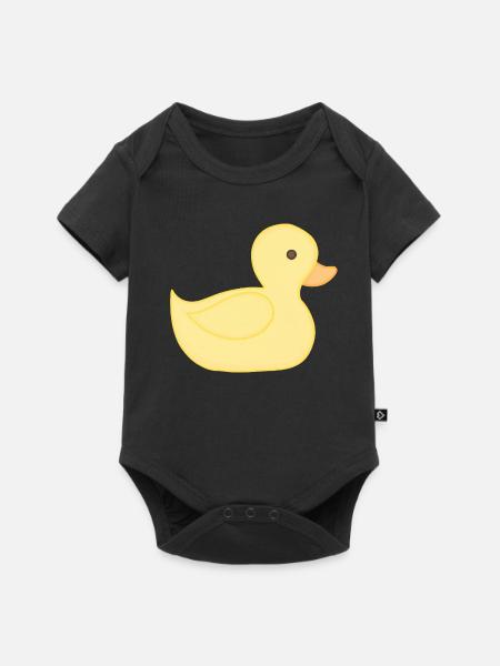 Yellow rubber duck cartoon style - Baby Premium short-sleeve bodysuit - black