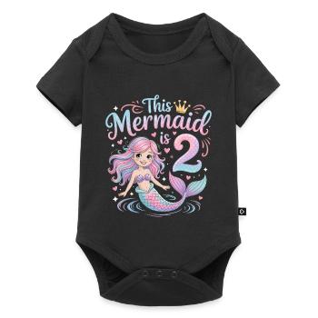 Mermaid 2nd Birthday 2 Years - Baby Premium short-sleeve bodysuit - black - Front