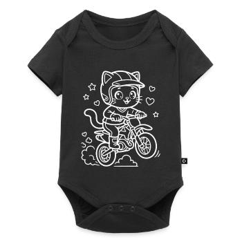 Motocross Kawaii Cat - Baby Premium short-sleeve bodysuit - black - Front