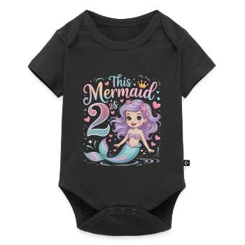 Meerjungfrau 2. Geburtstag 2 Jahre - Baby Premium Kurzarmbody - Schwarz - Vorne