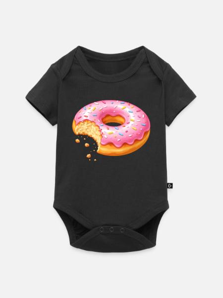Donut mit Biss – Süßes Dessert Design   - Baby Premium Kurzarmbody - Schwarz