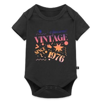 Vintage 1976 - Baby Premium Kurzarmbody - Schwarz - Vorne