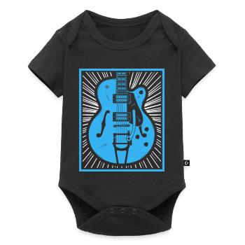 Retro Guitar Silhouette - Baby Premium short-sleeve bodysuit - black - Front