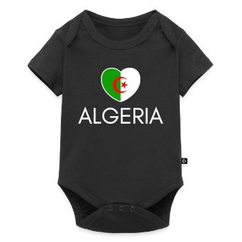 Cœur avec drapeau algérien, j’aime l’Algérie - Body à manches courtes Premium Bébé - noir - Devant