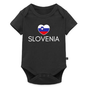 Cœur avec le drapeau slovène, j’aime la Slovénie - Body à manches courtes Premium Bébé - noir - Devant
