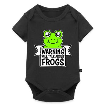 Avertissement : parlera des grenouilles, grenouille, animal drôle. - Body à manches courtes Premium Bébé - noir - Devant