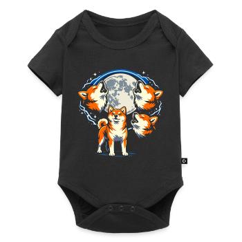 Shiba Inu Howling Moon Funny Three Dogs - Baby Premium short-sleeve bodysuit - black - Front