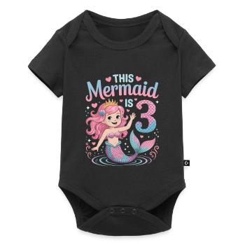 3e anniversaire de la sirène 3 ans - Body à manches courtes Premium Bébé - noir - Devant