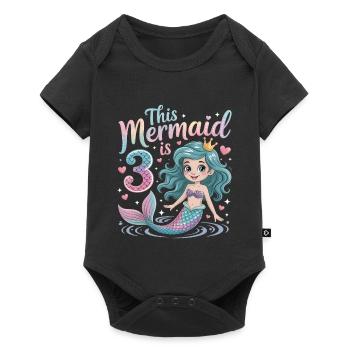 3e anniversaire de la sirène 3 ans - Body à manches courtes Premium Bébé - noir - Devant