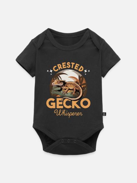 Funny Reptile Crested Gecko - Baby Premium Kurzarmbody - Schwarz