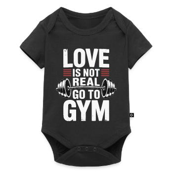 Love is not real - off to the gym design - Baby Premium short-sleeve bodysuit - black - Front
