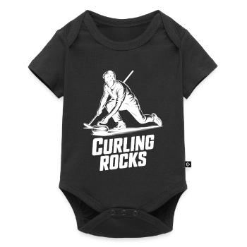 Curling Rocks Winter Sports Silhouette Man - Body à manches courtes Premium Bébé - noir - Devant