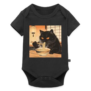 Cute Cat Ramen Noodles Japan Wave Gift Retra - Baby Premium short-sleeve bodysuit - black - Front