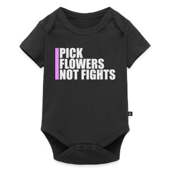 Cueillez des fleurs, pas des disputes, fleurs Paix Logo drôle - Body à manches courtes Premium Bébé - noir - Devant