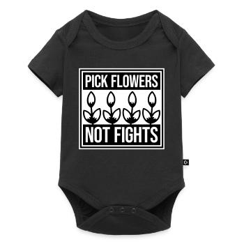 Cueillez des fleurs, pas des disputes, fleurs Paix Logo drôle - Body à manches courtes Premium Bébé - noir - Devant