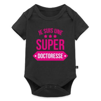 Je suis une super doctoresse humour rose - Body à manches courtes Premium Bébé - noir - Devant