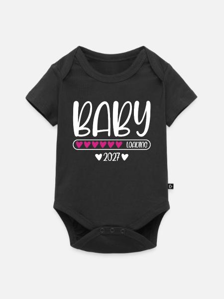 Baby 2027 loading Herzchen Ladebalken - Baby Premium Kurzarmbody - Schwarz