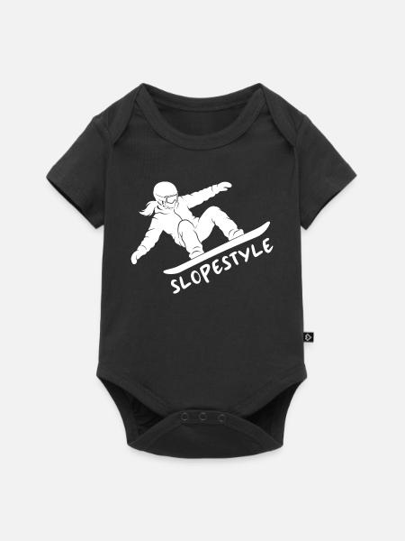 Slopestyle Snowboard Action Geschenk - Baby Premium Kurzarmbody - Schwarz