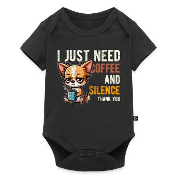 I Just Need Coffee and Silence Chihuahua Funny - Baby Premium short-sleeve bodysuit - black - Front