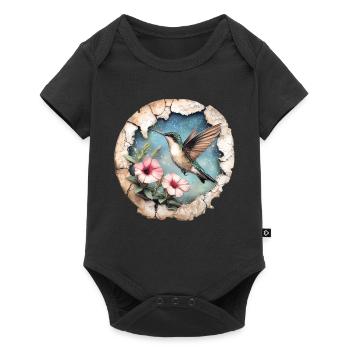 Hummingbird with flowers - Baby Premium short-sleeve bodysuit - black - Front