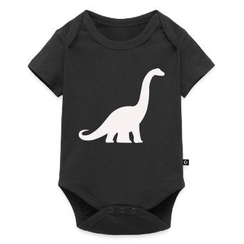 Silhouette de dinosaure à long cou - Body à manches courtes Premium Bébé - noir - Devant