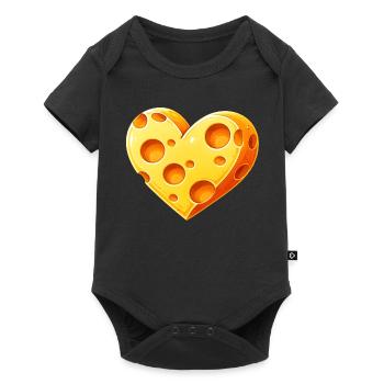 Illustration of a heart-shaped piece of cheese - Baby Premium short-sleeve bodysuit - black - Front