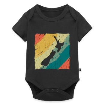 New Zealand Land Map Retro Logo Vintage NZ - Baby Premium short-sleeve bodysuit - black - Front