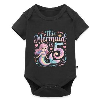 5e anniversaire de la Sirène 5 ans - Body à manches courtes Premium Bébé - noir - Devant