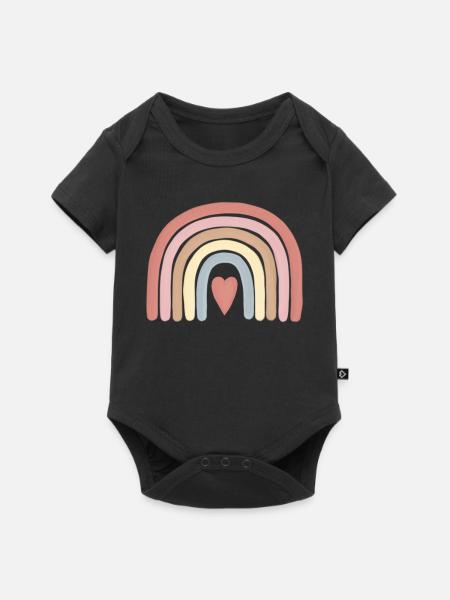 Pastellherz Regenbogenkunst - Baby Premium Kurzarmbody - Schwarz