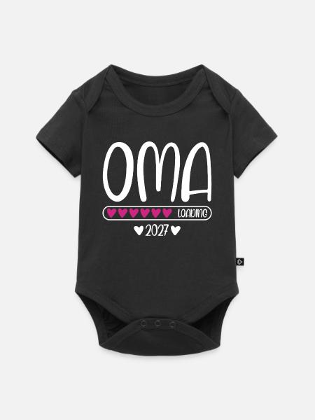 Oma 2027 loading Herzchen Ladebalken - Baby Premium Kurzarmbody - Schwarz