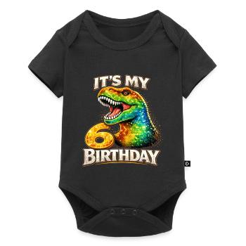 Its My 6 Birthday Dino Geburtstag T Rex - Baby Premium short-sleeve bodysuit - black - Front