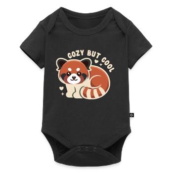 Câlin Panda Rouge MIGNON MAIS COOL - Body à manches courtes Premium Bébé - noir - Devant