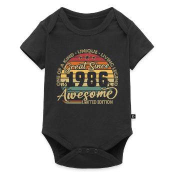 Cadeau de 40e anniversaire 1986 Vintage Rétro - Body à manches courtes Premium Bébé - noir - Devant