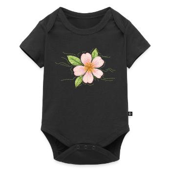 Cherry blossom in embroidery style - Baby Premium short-sleeve bodysuit - black - Front