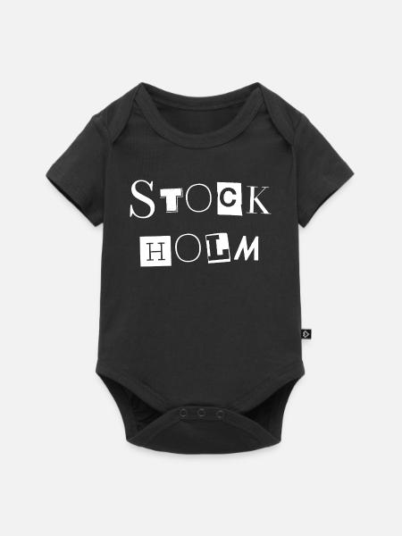 Stockholmer Schwarz-Weiß-Textdesign - Baby Premium Kurzarmbody - Schwarz