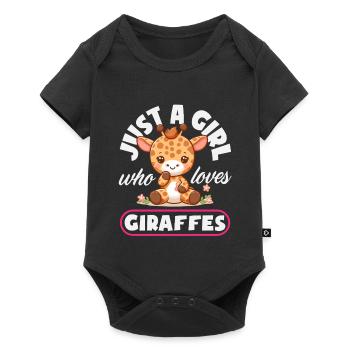 Juste une fille qui aime les girafes - Body à manches courtes Premium Bébé - noir - Devant
