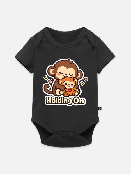 Punch Macaque Holding On - Baby Premium Kurzarmbody - Schwarz