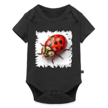 Roter Marienkaefer Muster Shirt - Baby Premium Kurzarmbody - Schwarz - Vorne