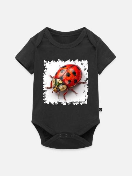 Roter Marienkaefer Muster Shirt - Baby Premium Kurzarmbody - Schwarz
