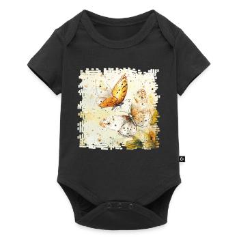 Watercolor butterflies - Baby Premium short-sleeve bodysuit - black - Front