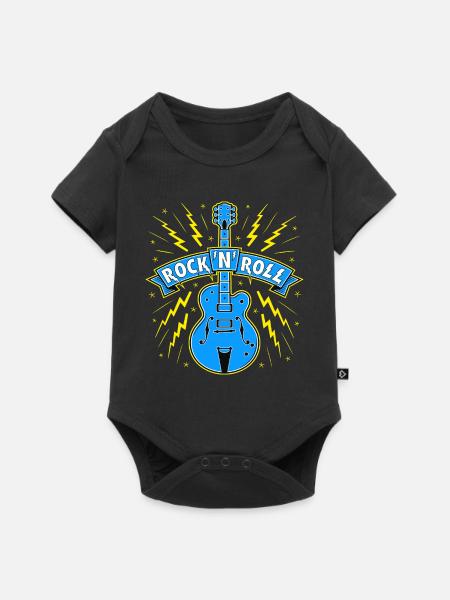 Guitar Rock 'N' Roll Banner - Baby Premium Kurzarmbody - Schwarz