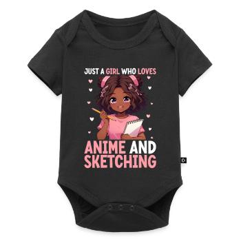 Juste une fille qui adore l’anime et dessine des otaku - Body à manches courtes Premium Bébé - noir - Devant