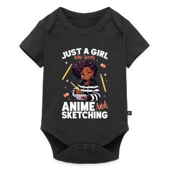 Juste une fille qui adore l’anime et dessine des otaku - Body à manches courtes Premium Bébé - noir - Devant